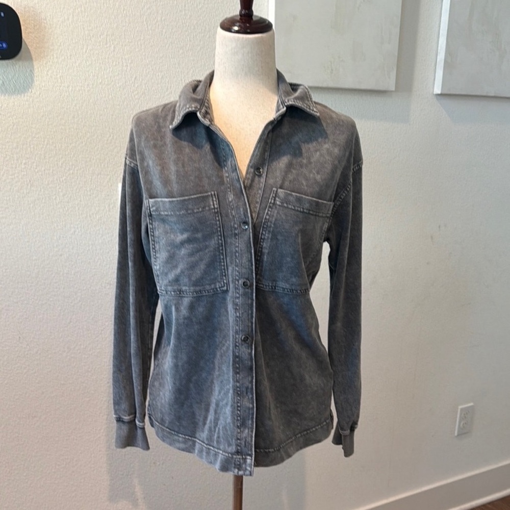 Jane and Delancey Washed Gray Button-Down Shirt
